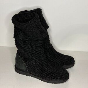 Ugg (5819) Classic Cardy Black Knit Boots Women Size 7